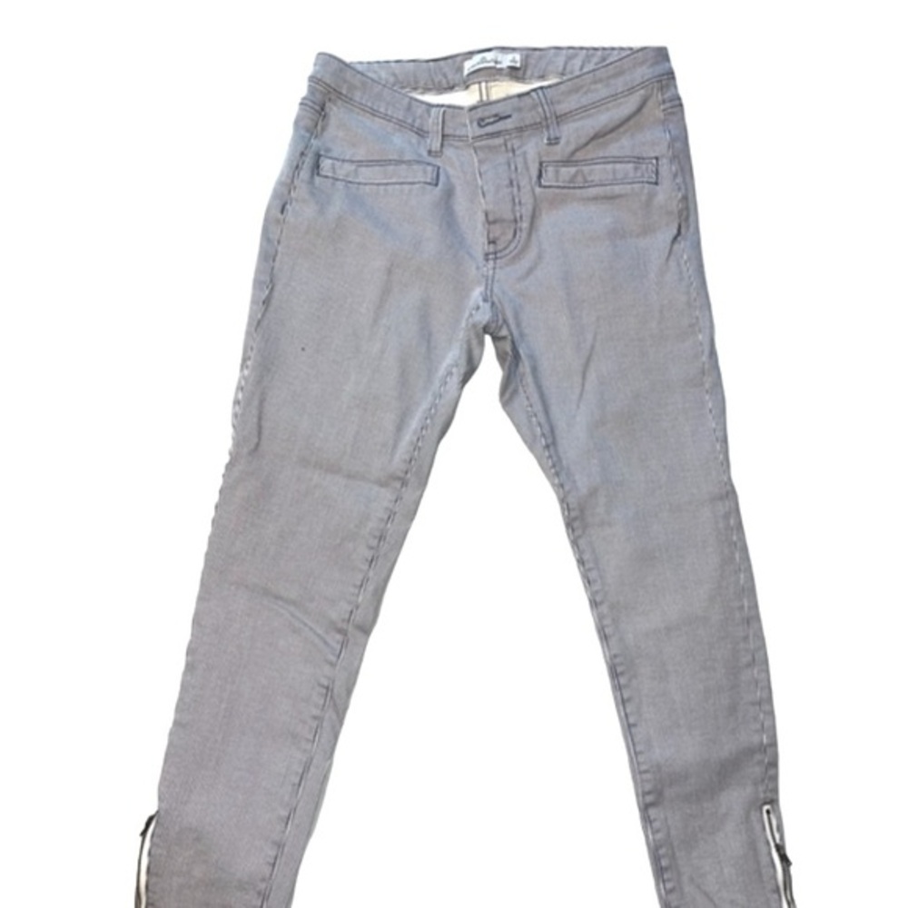 L.L.Bean Signature Pin Striped Jeans Low Rise Skinny Zipper Ankle Size 6